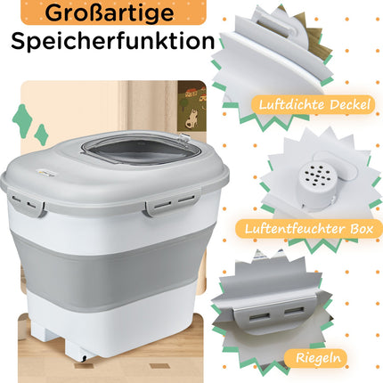 Hundefutterbehälter, 25L, faltbar mit Rollen und Deckel
