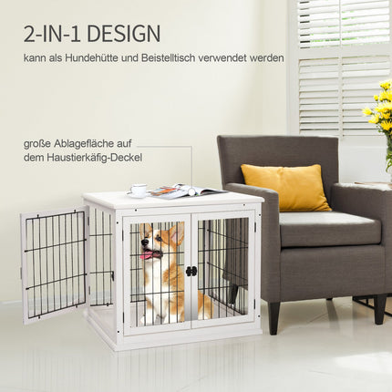 Hundekäfig für kleine Hunde, Indoor-Käfig, weiß 81x58.5x66 cm