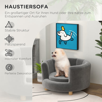 Waschbares graues Hundesofa mit Rückenlehne und Holzbeinen