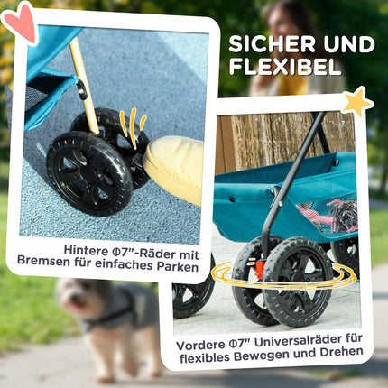 Zusammenklappbarer 3-in-1 Hunde- und Katzenbuggy mit Getränkehalter