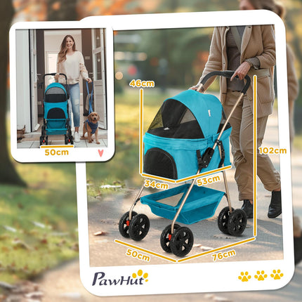 Zusammenklappbarer 3-in-1 Hunde- und Katzenbuggy mit Getränkehalter
