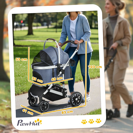 Faltbarer 3-in-1 Tierkinderwagen, 10 kg Fassungsvermögen, blau