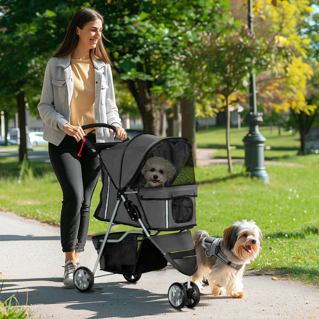 Collapsible pet trolley for dogs and cats, up to 10 kg, dark grey