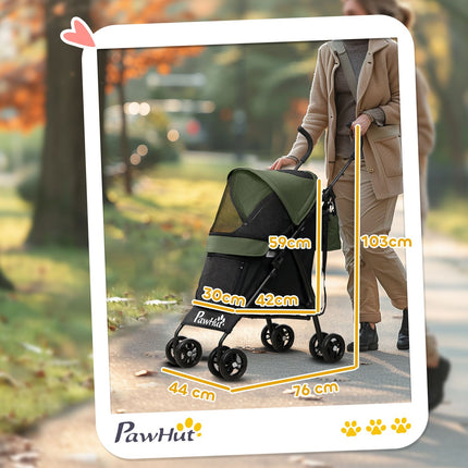 Collapsible pet stroller for cats and dogs up to 4 kg - mesh window, storage bag