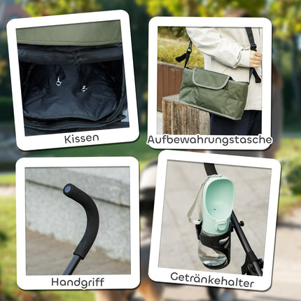 Collapsible pet stroller for cats and dogs up to 4 kg - mesh window, storage bag