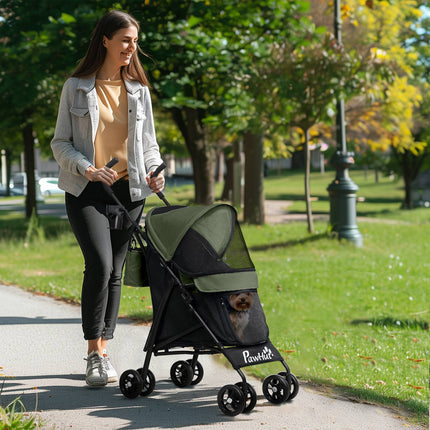 Collapsible pet stroller for cats and dogs up to 4 kg - mesh window, storage bag