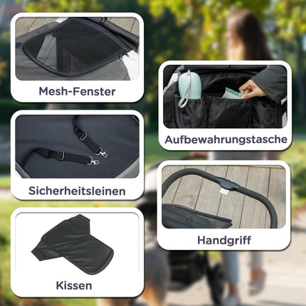 Zusammenklappbarer Tierwagen für große Hunde und Katzen bis 30 kg