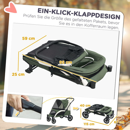 Collapsible pet carriage for large dogs and cats up to 30 kg