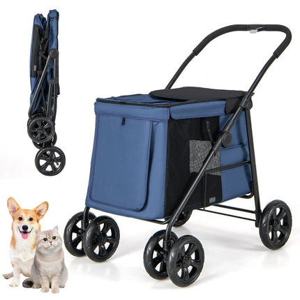Hondenbuggy opvouwbaar tot 40 kg hondenkar met kussen 106 x 63 x 103 cm blauw