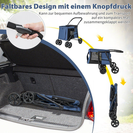 Hondenbuggy opvouwbaar tot 40 kg hondenkar met kussen 106 x 63 x 103 cm blauw