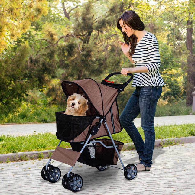 Coffee brown dog carriage, light and foldable