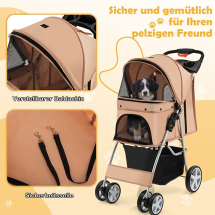 Hundebuggy Haustiere Buggy bis 15 kg 81 x 45 x 101 cm Beige