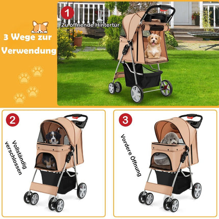 Hundebuggy Haustiere Buggy bis 15 kg 81 x 45 x 101 cm Beige