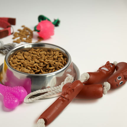 Dog toy sausage chain set of 4