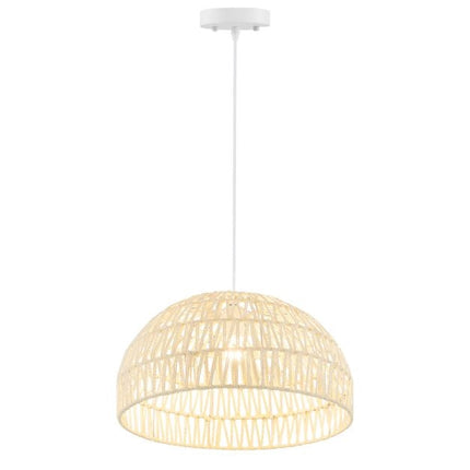 Pendelleuchte aus Papier mit Kuppelform, verstellbares Seil, Beige