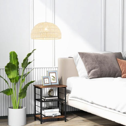 Pendelleuchte aus Papier mit Kuppelform, verstellbares Seil, Beige