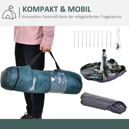 3-Personen-Kuppelzelt, wasserdichtes Polyester, grün, 205x195x135cm
