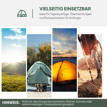 Koepeltent voor 2 personen, lichtgewicht, stabiele, waterdichte familietent met deur- en raampakzak, haken, kampeertent met 2000 mm waterkolomtent voor kamperen, reizen, trekking, tuin