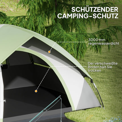 Kuppelzelt für 2 Personen, leichtes, stabiles, wasserdichtes Familienzelt mit Tür und Fenster, Packtasche, Haken, Campingzelt mit 3000 mm Wassersäule, Zelt für Camping, Reisen, Trekking, Garten