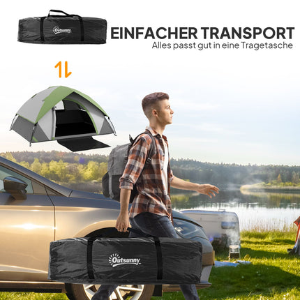Kuppelzelt für 2 Personen, leichtes, stabiles, wasserdichtes Familienzelt mit Tür und Fenster, Packtasche, Haken, Campingzelt mit 3000 mm Wassersäule, Zelt für Camping, Reisen, Trekking, Garten