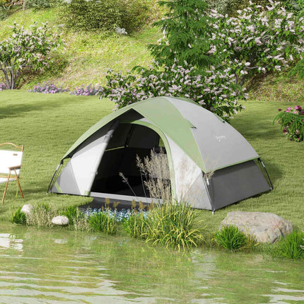 Kuppelzelt für 2 Personen, leichtes, stabiles, wasserdichtes Familienzelt mit Tür und Fenster, Packtasche, Haken, Campingzelt mit 3000 mm Wassersäule, Zelt für Camping, Reisen, Trekking, Garten