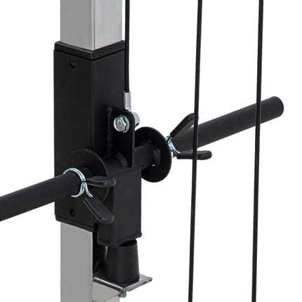 Kabelzug-Kraftstation für Zuhause, Gewichte bis 50 kg Last pro Seite einlegbar, Kabelzugstation mit Griffen, freistehender Kabelzugturm für Übungen Home Gym 245 x 207 cm