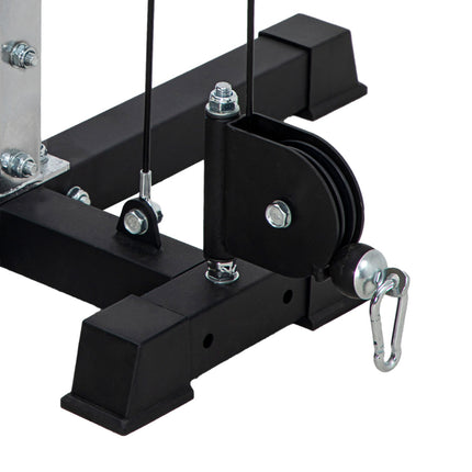 Kabelzug-Kraftstation für Zuhause, Gewichte bis 50 kg Last pro Seite einlegbar, Kabelzugstation mit Griffen, freistehender Kabelzugturm für Übungen Home Gym 245 x 207 cm