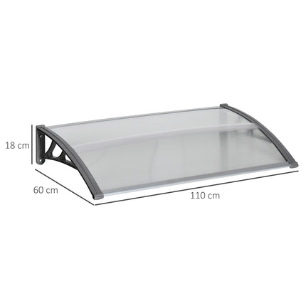 Vordach – Polycarbonat, Aluminium, 110x60 cm, Grau