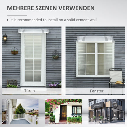 Vordach – Polycarbonat, Aluminium, 110x60 cm, Grau