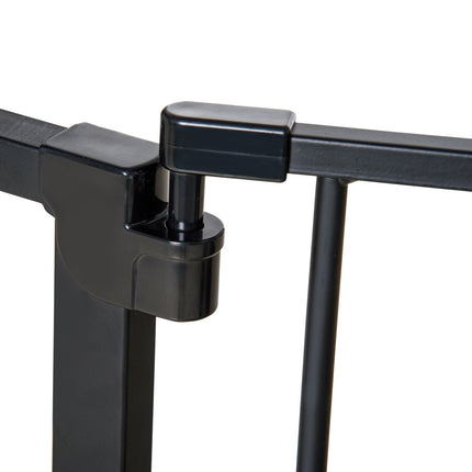 Pet Dog Gate - Black Steel, No-Drill, 76-107x76cm