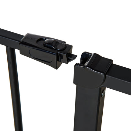 Pet Dog Gate - Black Steel, No-Drill, 76-107x76cm
