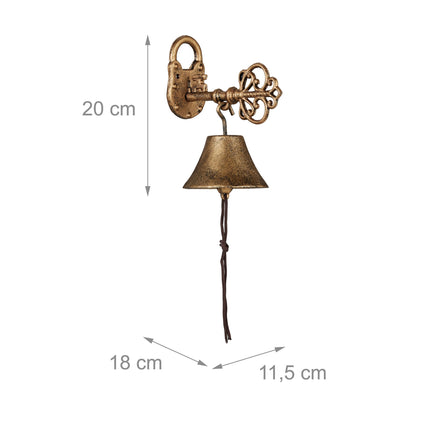 Türklingel aus Gusseisen "Schlüssel" in Gold