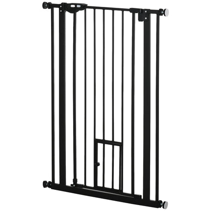 Adjustable dog gate with auto lock | 74-80x104cm, No-Drill, Black