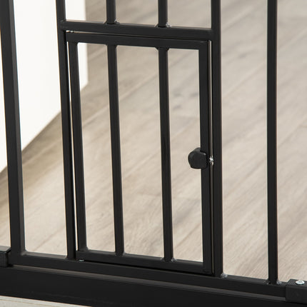 Adjustable dog gate with auto lock | 74-80x104cm, No-Drill, Black