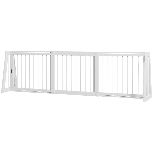Zatahovací dřevěná zábrana pro psa, 3 panely, bílá, 71–190 cm