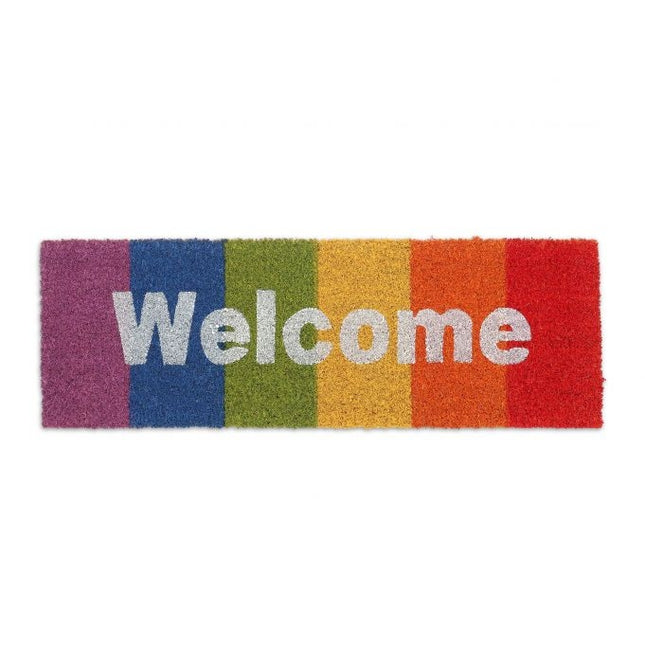 Fußmatte "Willkommen" mit Regenbogen und Kokosnuss