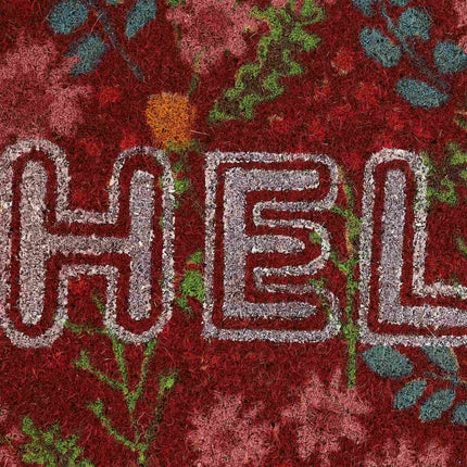 Paillasson en fibre de coco "Hello" avec fleurs