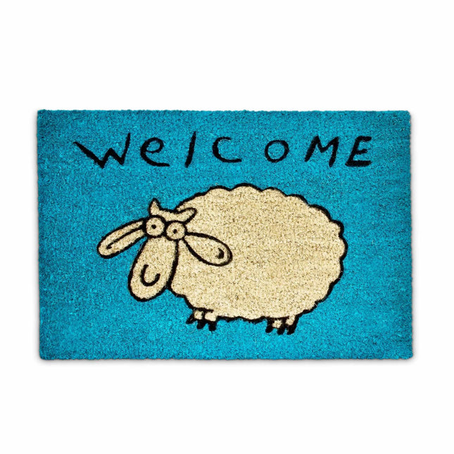 Rohožka z kokosového vlákna „Welcome“ modrá