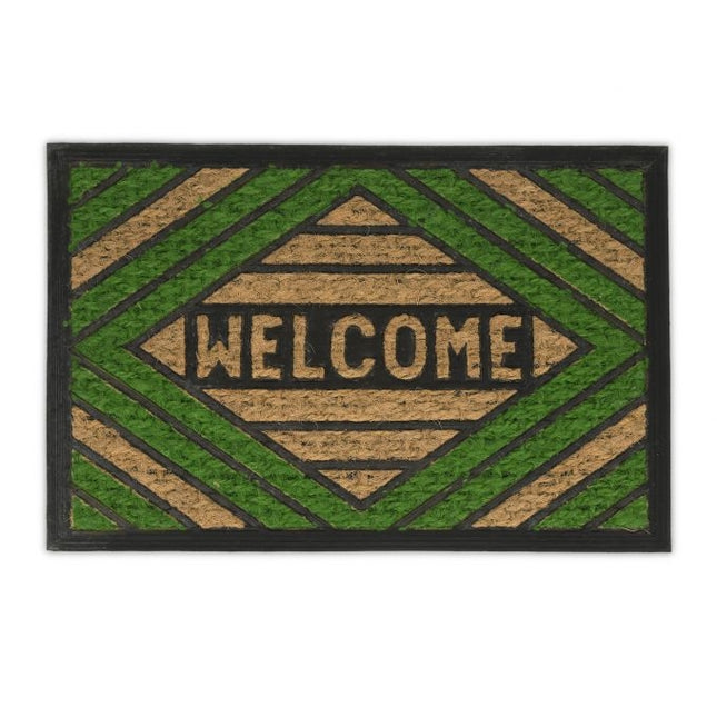 Rohožka z kokosového vlákna „Welcome“ zelená