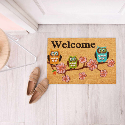 Rohožka z kokosového vlákna "Welcome" sovy