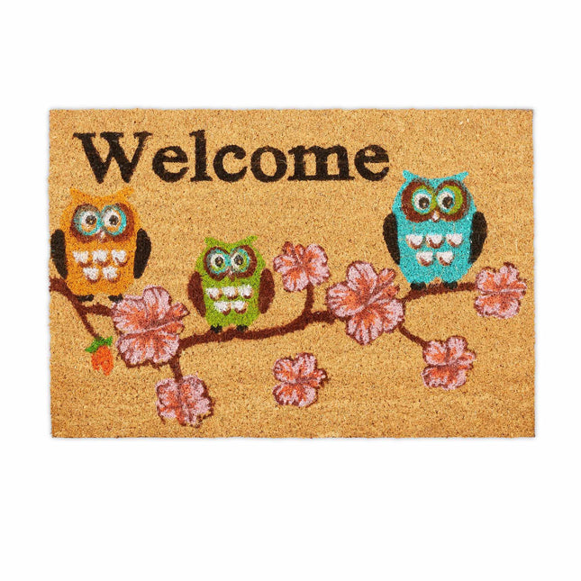 Rohožka z kokosového vlákna "Welcome" sovy