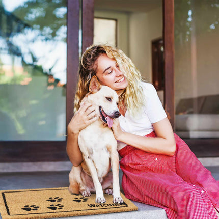 Door mat coconut fiber Welcome with paws