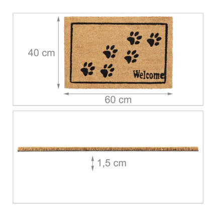 Door mat coconut fiber Welcome with paws