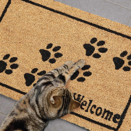 Door mat coconut fiber Welcome with paws