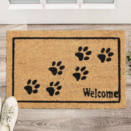 Door mat coconut fiber Welcome with paws