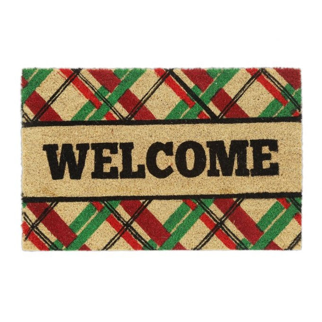 Door mat coconut fiber "Welcome" with squares