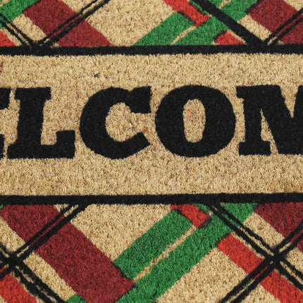 Paillasson en fibre de coco "Welcome" à carreaux