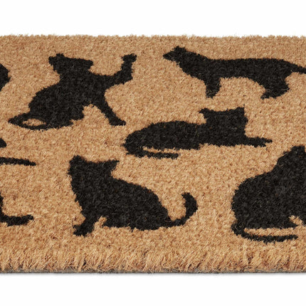 Doormat coconut fiber black cats