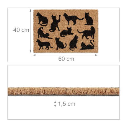 Doormat coconut fiber black cats