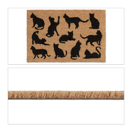 Doormat coconut fiber black cats